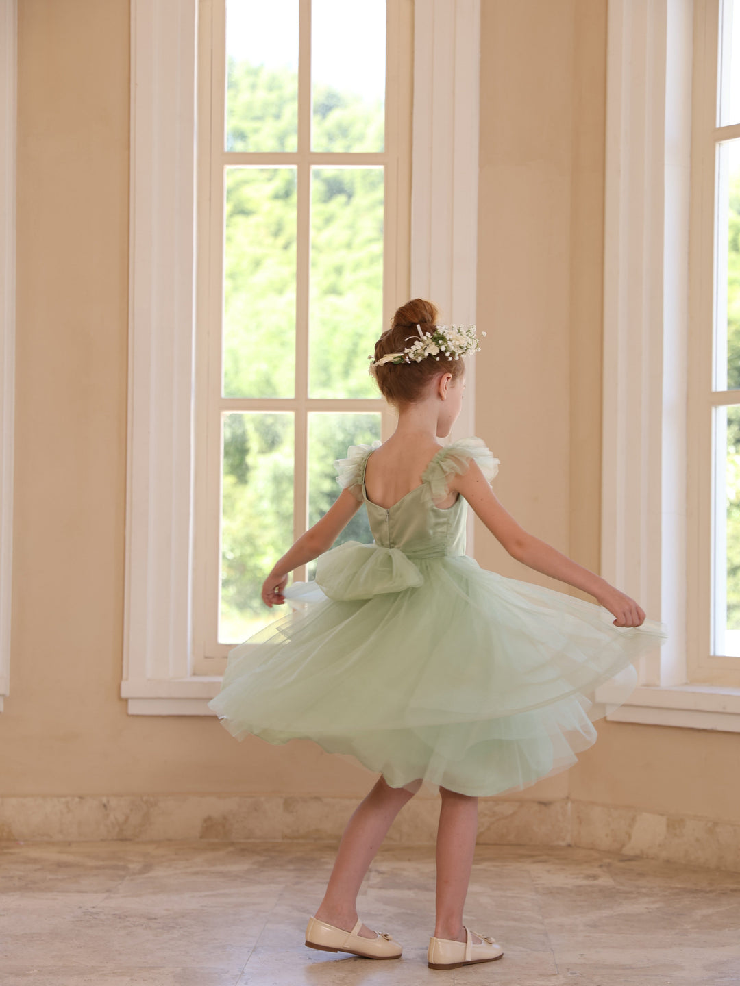 Ball-Gown Square Neck Sleeveless Knee-Length Flower Girl Dresses With Pure colour