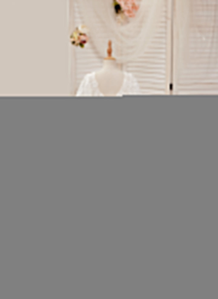 A-line Tulle Sweep Train Ivory First Communion Flower Girl Dress