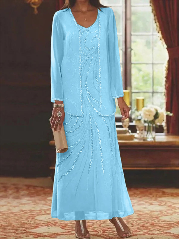 Sheath/Column V-Neck  Mother of the Bride Dresses with Wraps