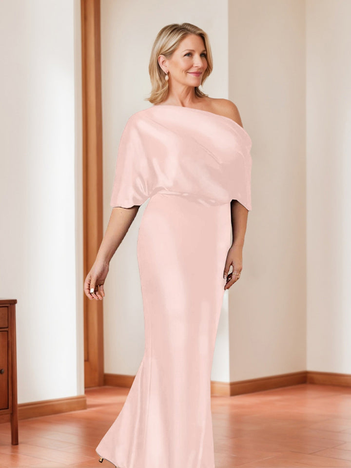 Sheath/Column One-Shoulder 1/2 Sleeves Elegant Plus Size Mother of the Bride Dresses