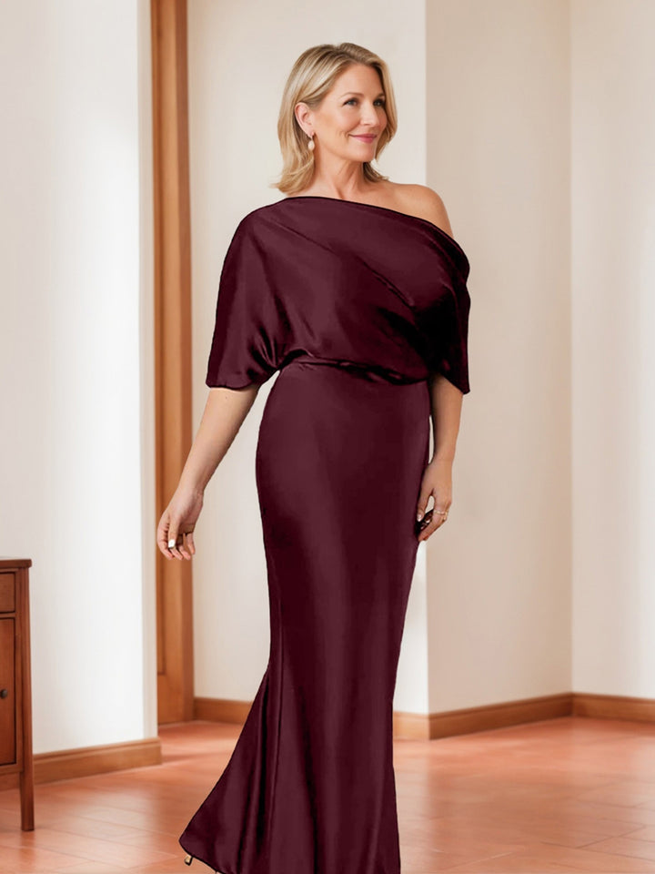 Sheath/Column One-Shoulder 1/2 Sleeves Elegant Plus Size Mother of the Bride Dresses