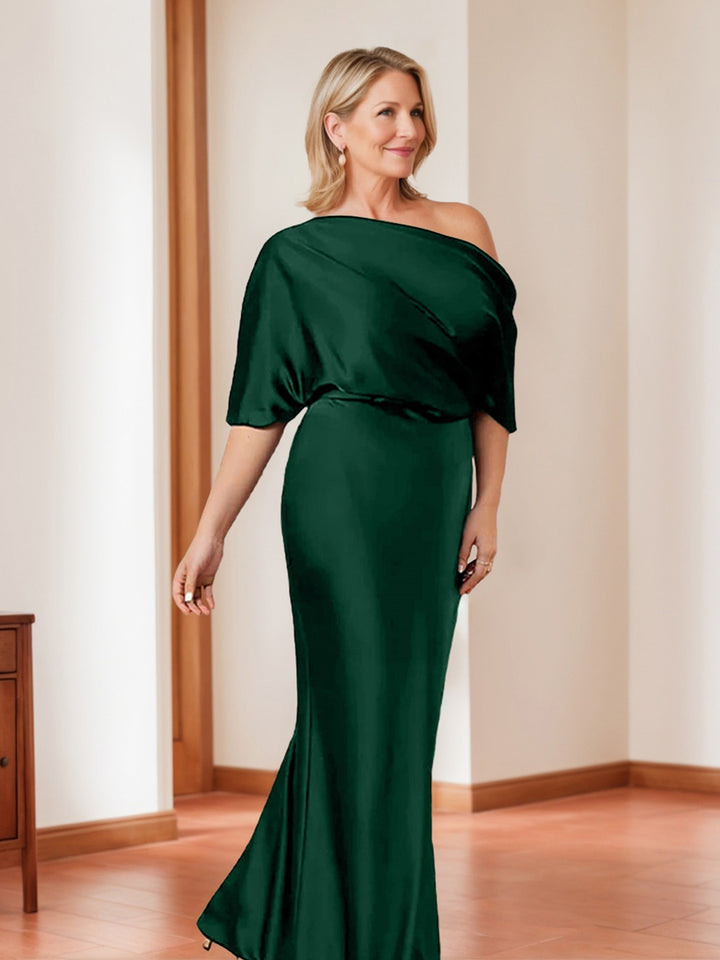 Sheath/Column One-Shoulder 1/2 Sleeves Elegant Plus Size Mother of the Bride Dresses