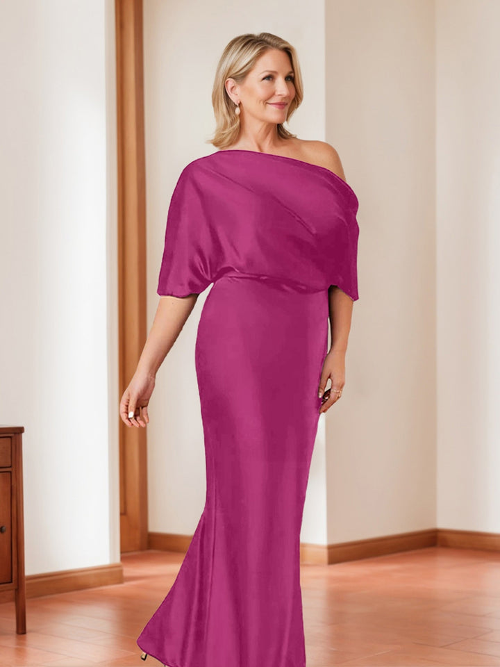 Sheath/Column One-Shoulder 1/2 Sleeves Elegant Plus Size Mother of the Bride Dresses