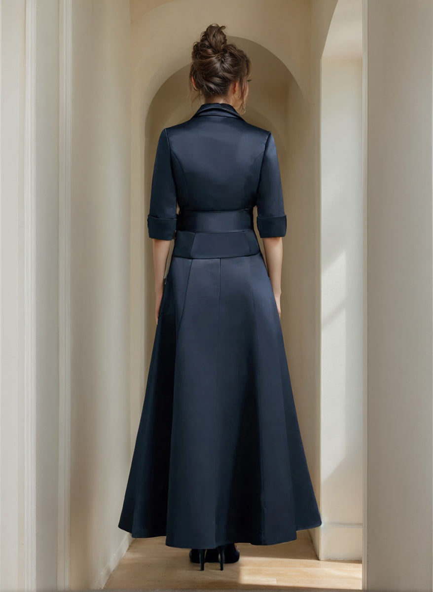 A-Line/Princess V-Neck Satin Ankle Length Elegant Mother of the Bride Dresses