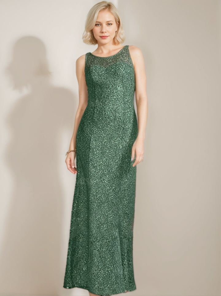 Chiffon Scoop Floor-Length Mother of the Bride Pantsuits with Beading Sequins