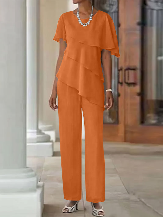 Jumpsuit / Pantsuit 2 Piece Jewel Neck Floor-Length Mother Of The Bride Dresses