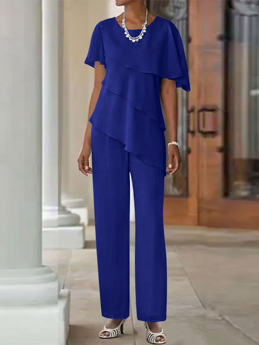 Jumpsuit / Pantsuit 2 Piece Jewel Neck Floor-Length Mother Of The Bride Dresses
