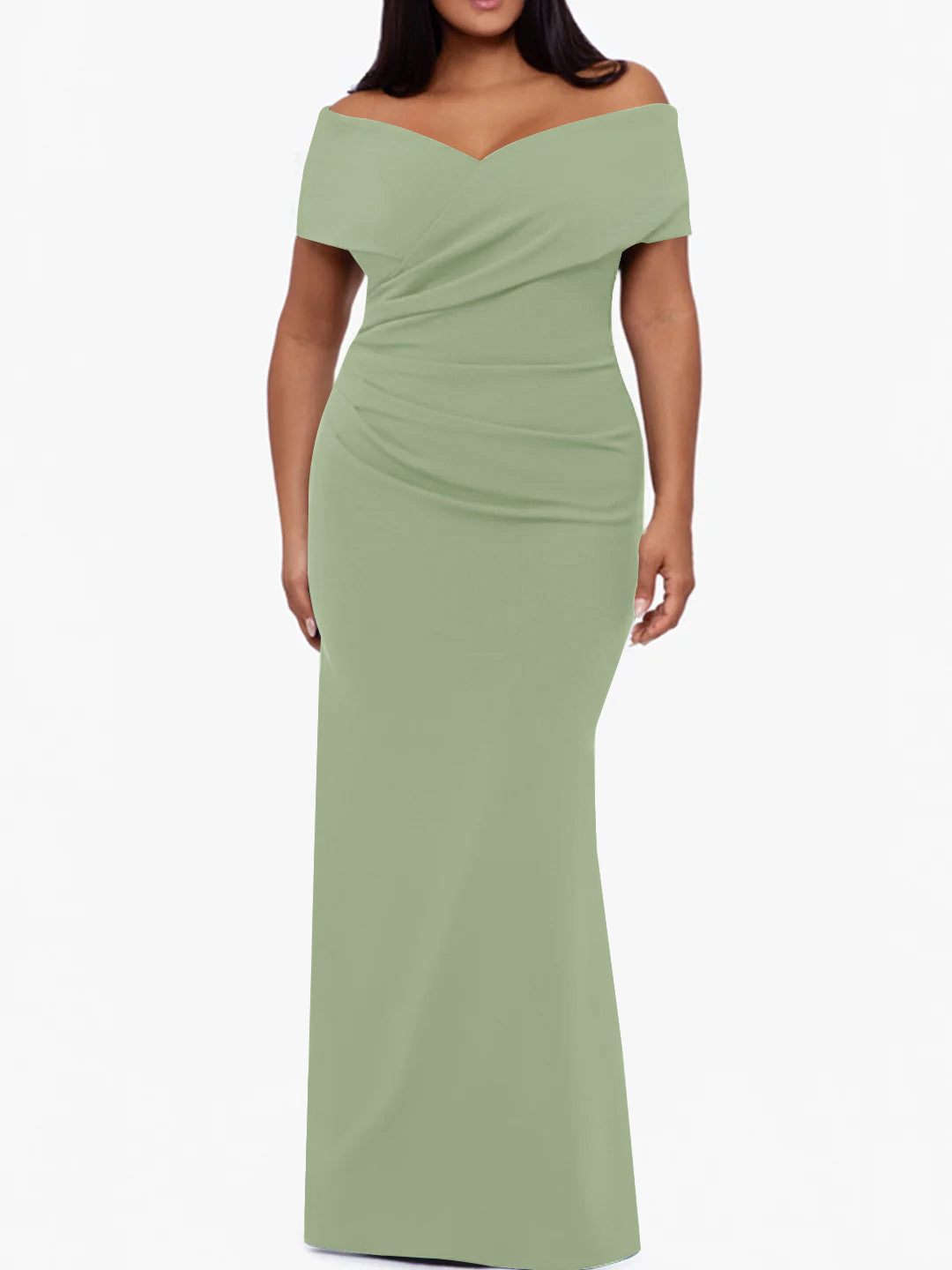 Trumpet/Mermaid Off-the-Shoulder Sleeveless Floor-Length Plus Size Mother Of The Bride Dresses