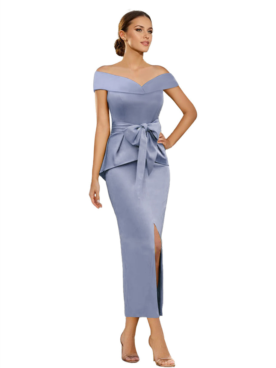 Sheath/Column Off-the-Shoulder Sleeveless Ankle-Length Mother of the Bride Dresses With Pure Colour