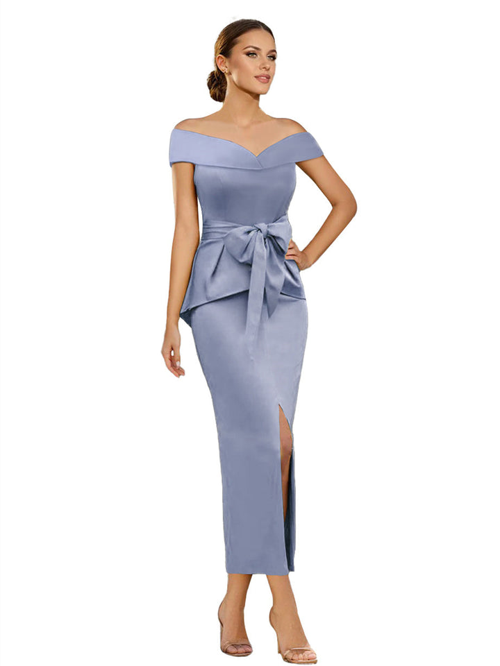 Sheath/Column Off-the-Shoulder Sleeveless Ankle-Length Mother of the Bride Dresses With Pure Colour