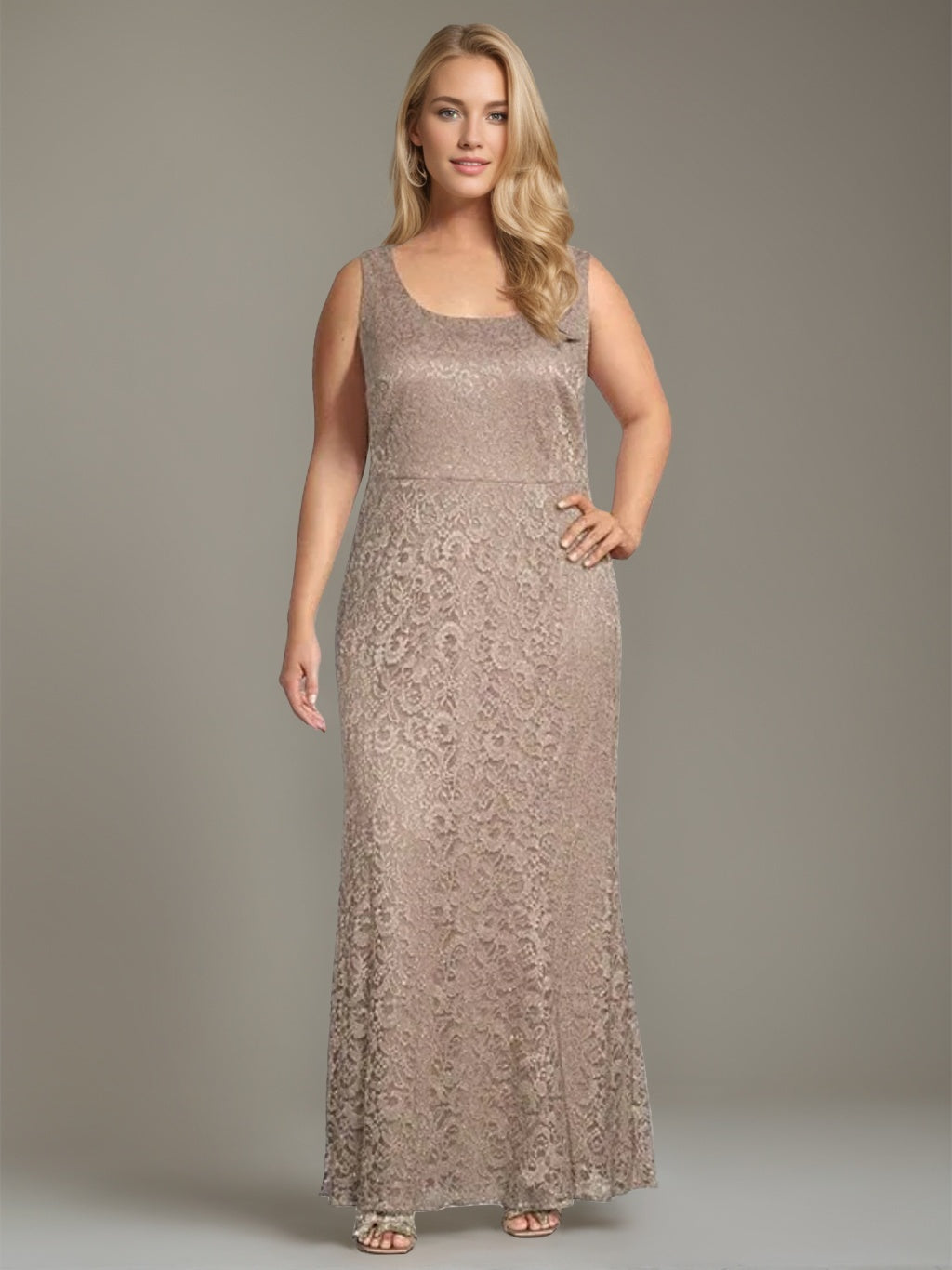 Sheath/Column Square Neck 3/4 Length Sleeves Floor-Length 2 Pieces Plus Size Mother of the Bride Dresses with Jacket
