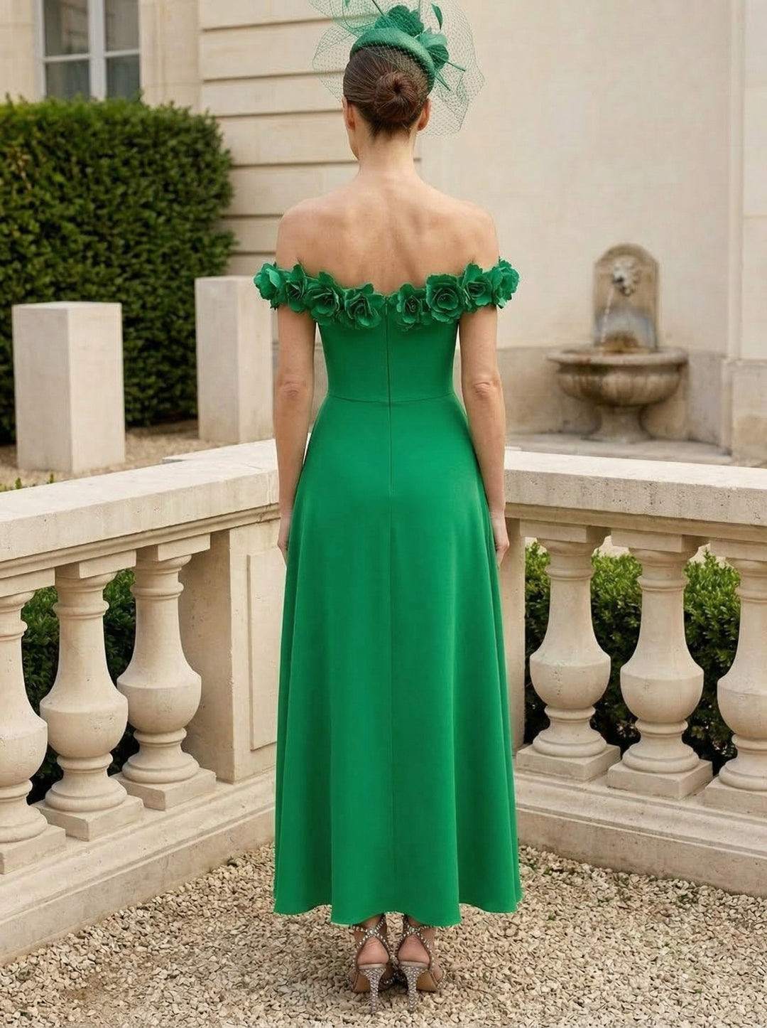 Sheath/Column Off-the-Shoulder Stretch Satin Mother of the Bride Dresses Ankle-Length Sleeveless With 3D Flowers&Overskirt
