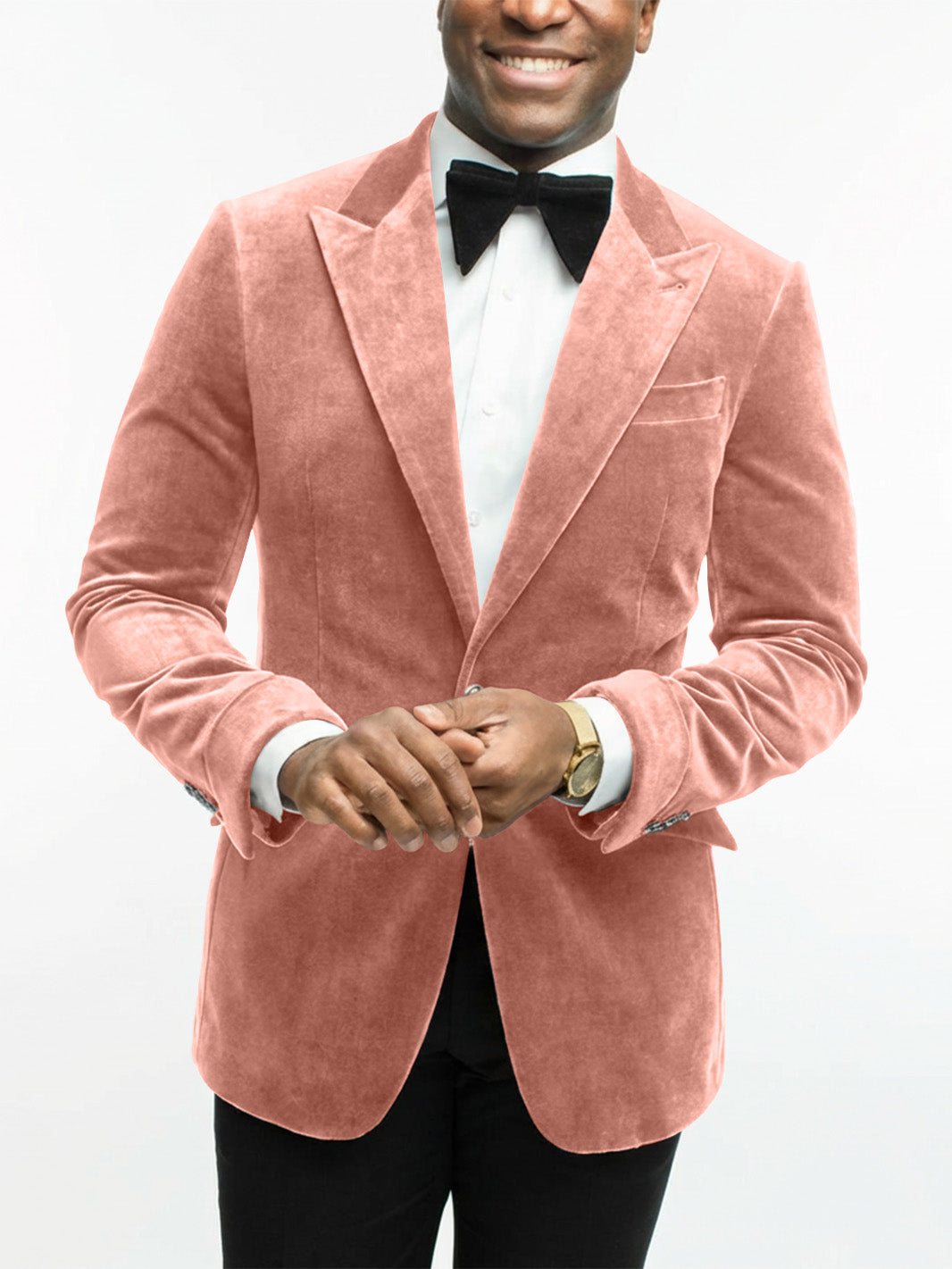 Green Men's Tailored Fit Single Breasted One-button Velvet Formal Jacket