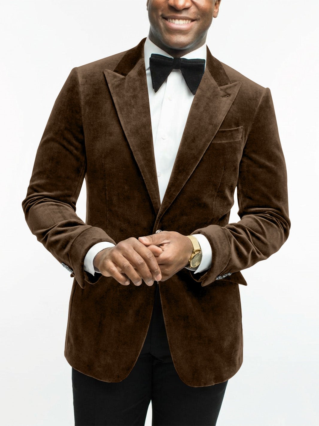 Green Men's Tailored Fit Single Breasted One-button Velvet Formal Jacket