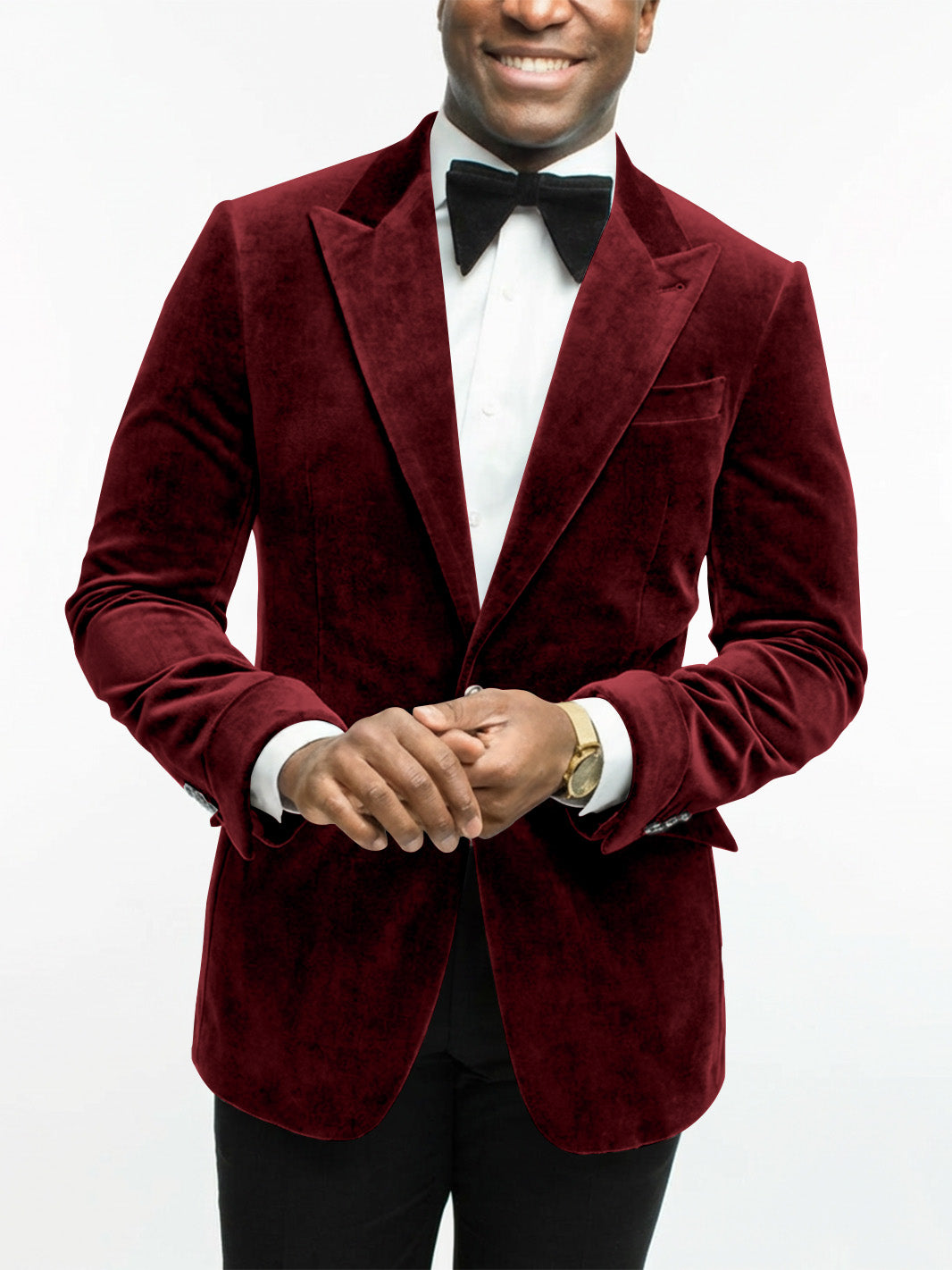 Green Men's Tailored Fit Single Breasted One-button Velvet Formal Jacket