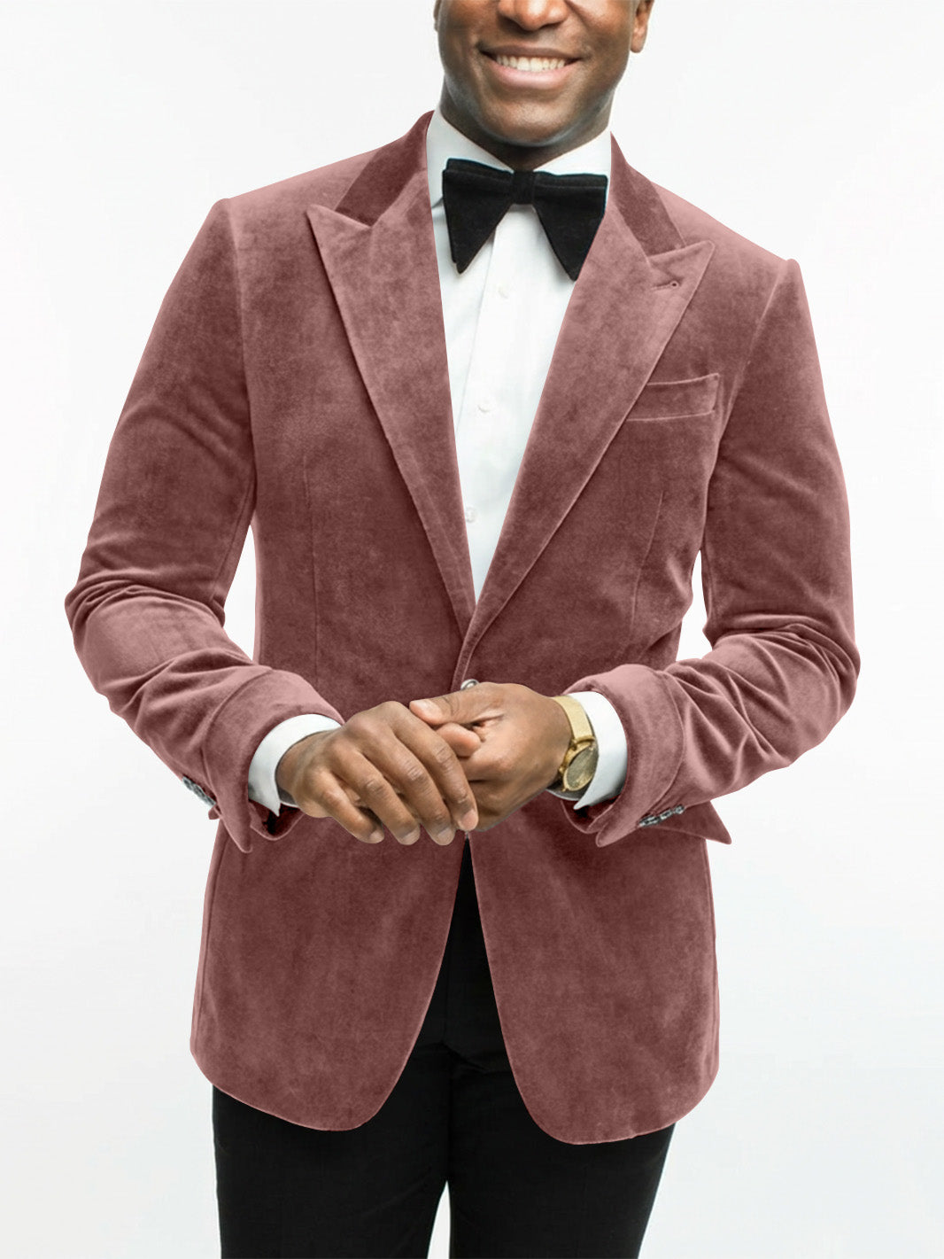 Green Men's Tailored Fit Single Breasted One-button Velvet Formal Jacket