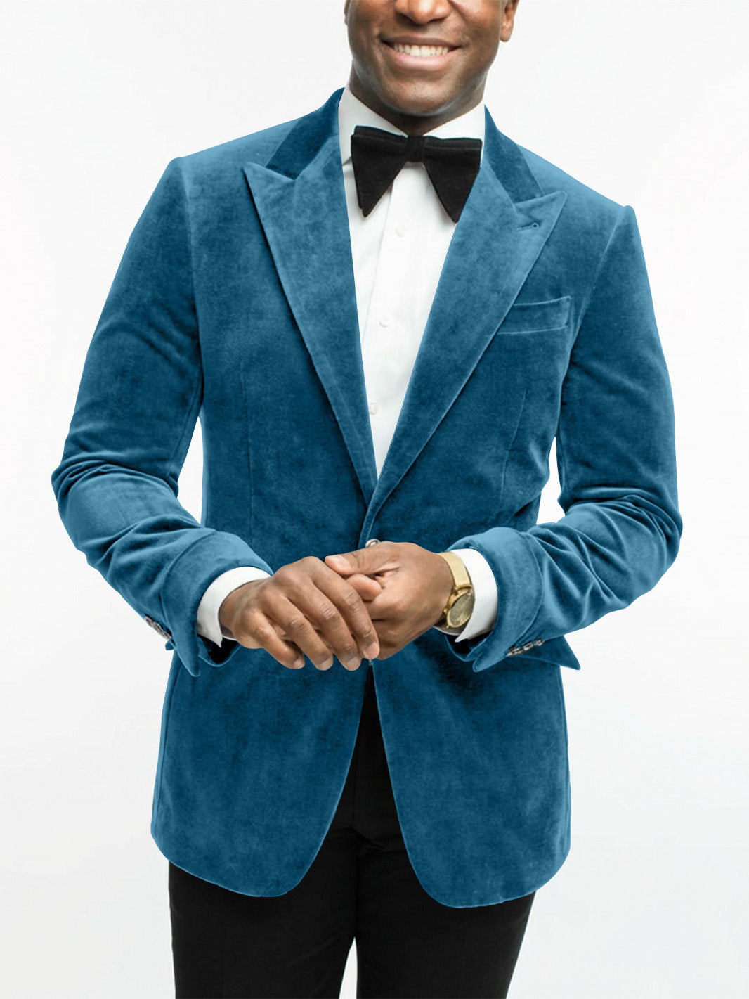 Green Men's Tailored Fit Single Breasted One-button Velvet Formal Jacket