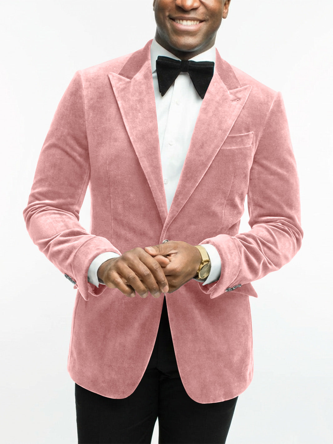 Green Men's Tailored Fit Single Breasted One-button Velvet Formal Jacket