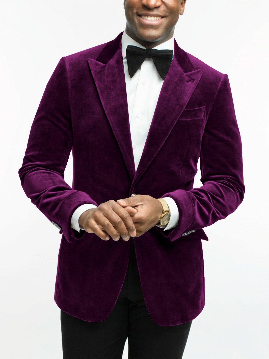 Green Men's Tailored Fit Single Breasted One-button Velvet Formal Jacket