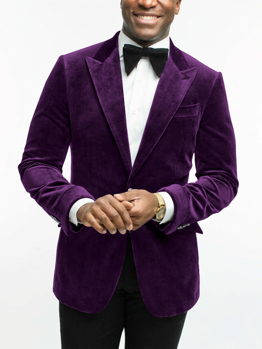 Green Men's Tailored Fit Single Breasted One-button Velvet Formal Jacket