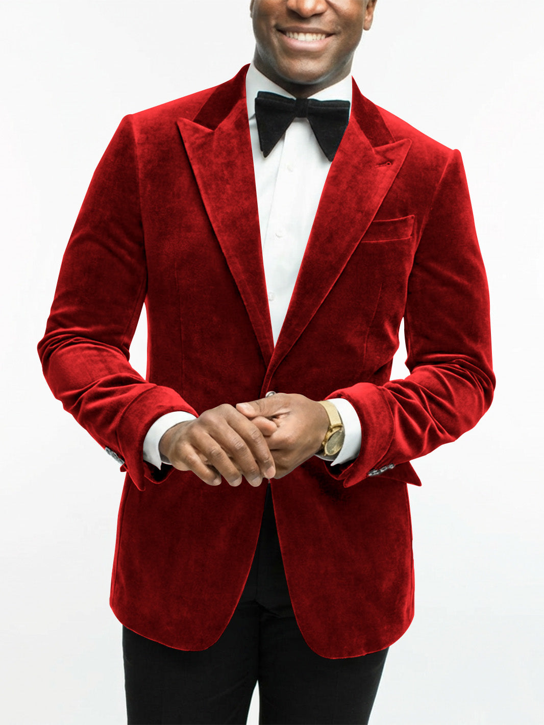 Green Men's Tailored Fit Single Breasted One-button Velvet Formal Jacket