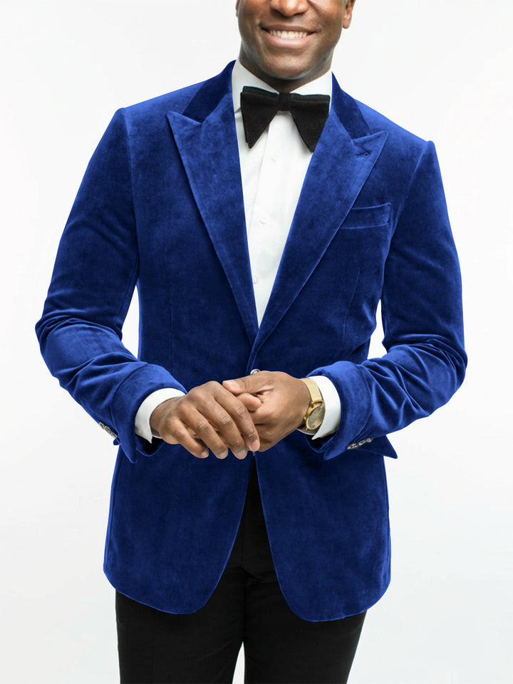 Green Men's Tailored Fit Single Breasted One-button Velvet Formal Jacket