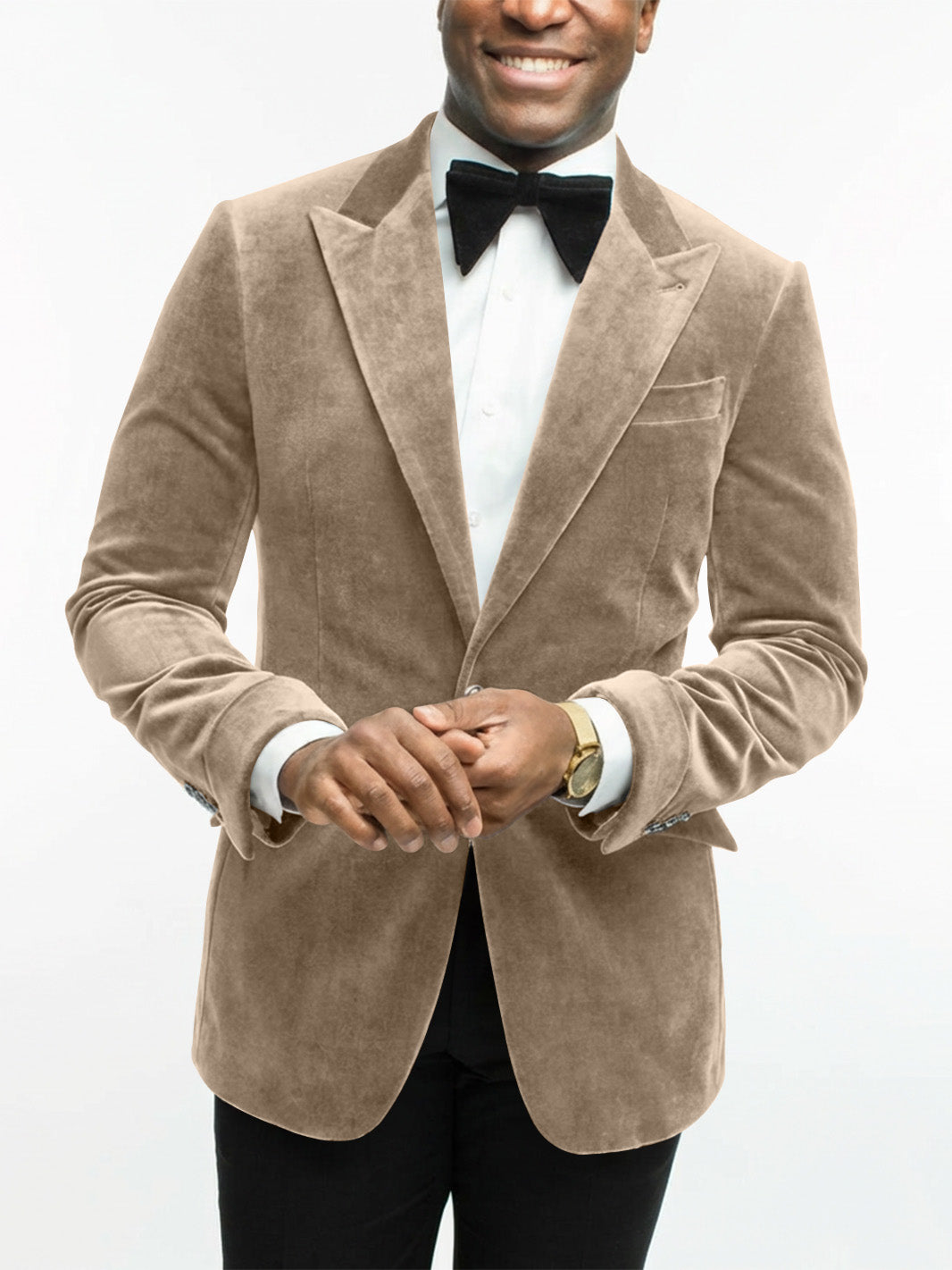 Green Men's Tailored Fit Single Breasted One-button Velvet Formal Jacket