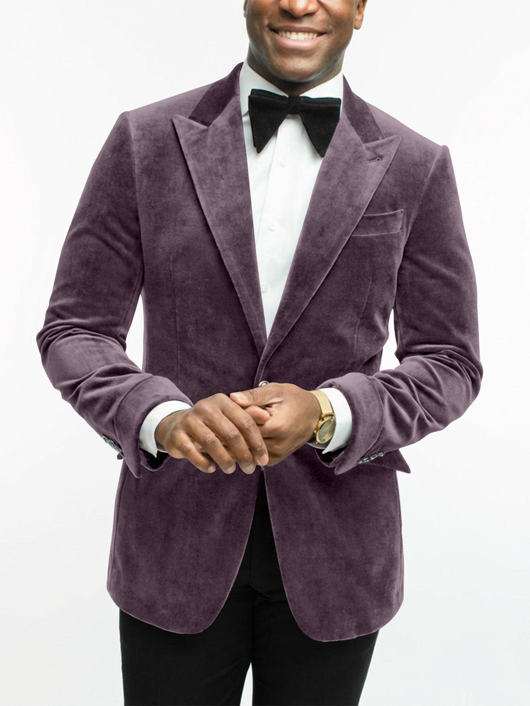 Green Men's Tailored Fit Single Breasted One-button Velvet Formal Jacket