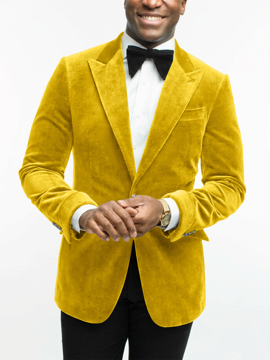 Green Men's Tailored Fit Single Breasted One-button Velvet Formal Jacket