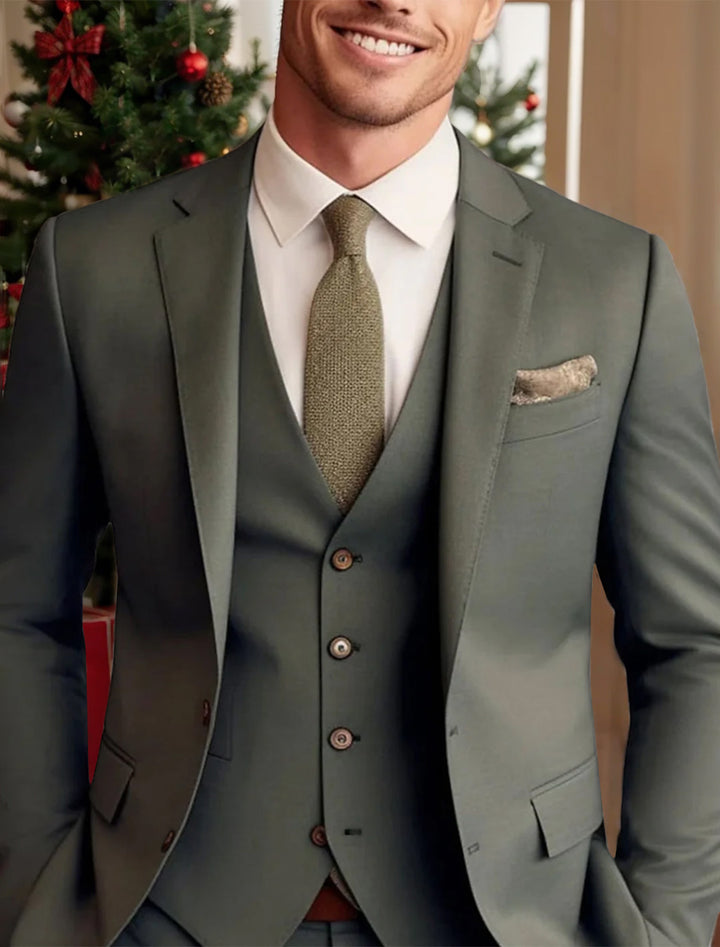 Green Red Blue Yellow Men's Tailored 3 Pieces Solid Coloured Fit Single Breasted Two-buttons Wedding Suits