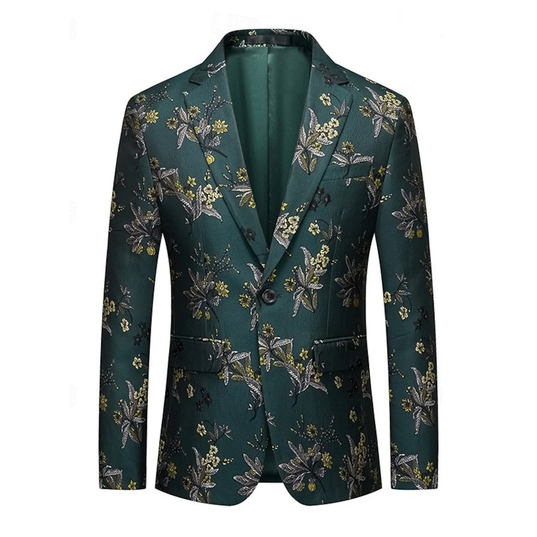 Men's Tailored Fit Single Breasted Print Floral Blazer Wedding Suits