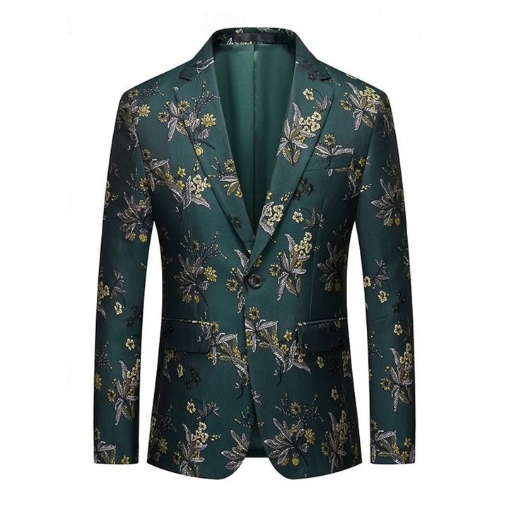 Men's Tailored Fit Single Breasted Print Floral Blazer Wedding Suits