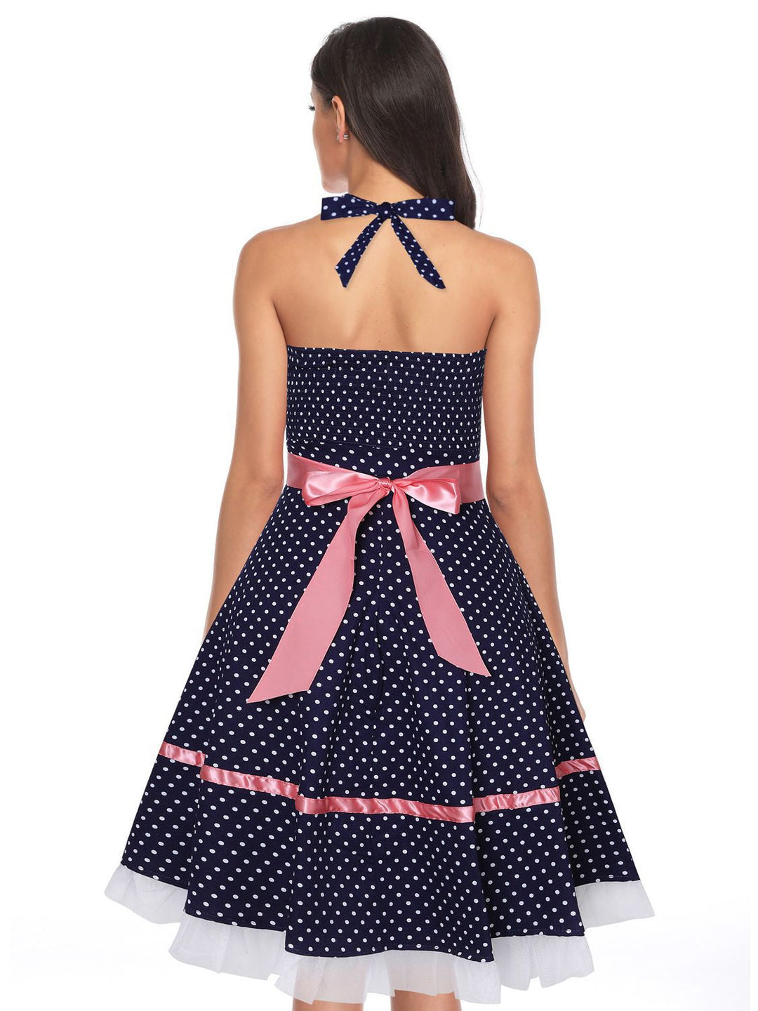 Short/Mini Polyester Halter Neck Sleeveless Retro Vintage Women's Vintage Dresses
