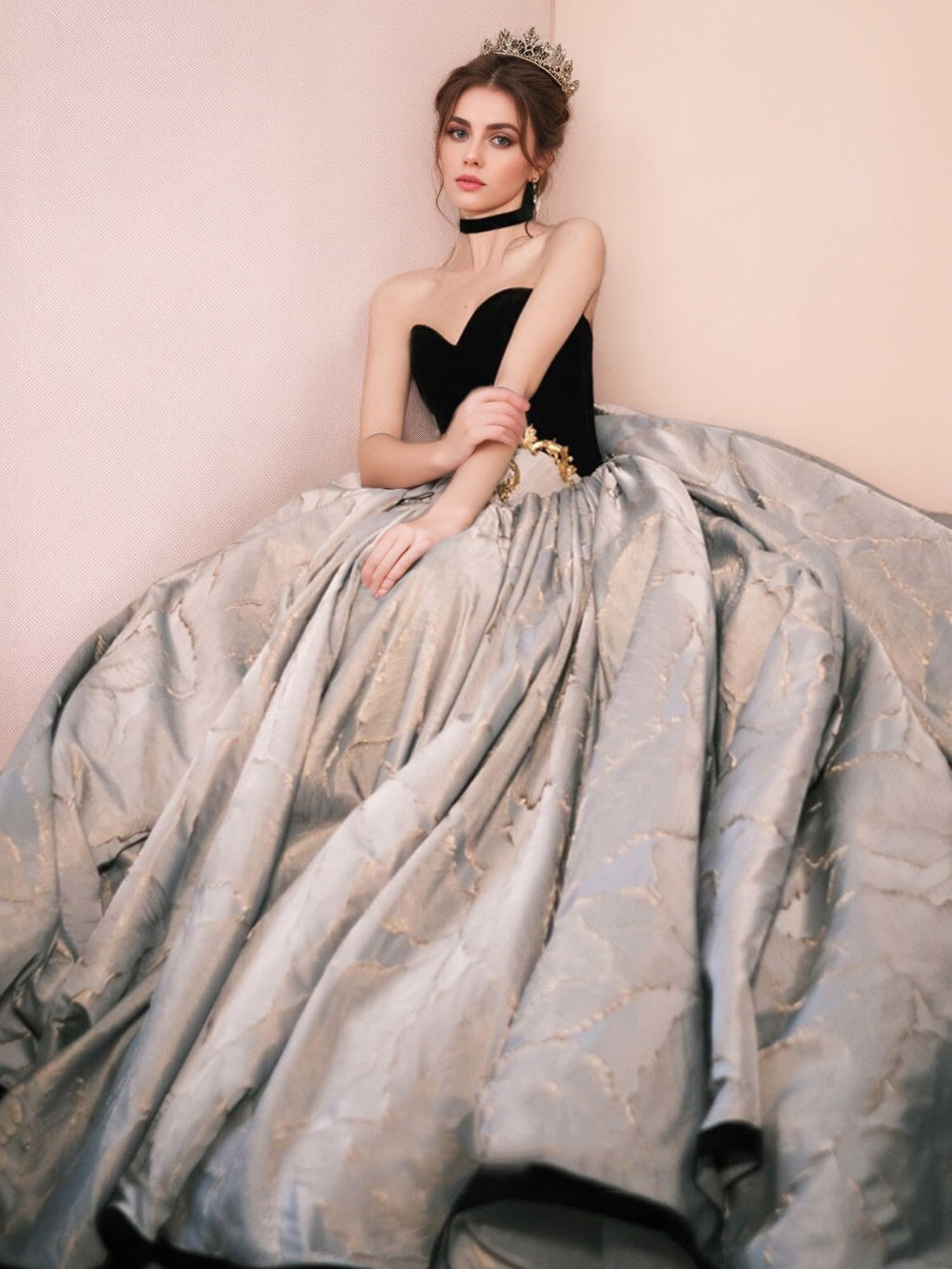 Ball Gown Strapless Sleeveless Floor-length Long Prom Dresses with Lace