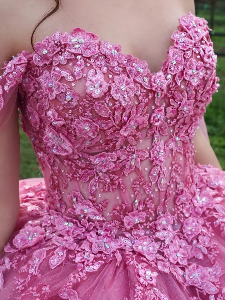 Ball Gown Off-the-Shoulder Sleeveless Floor-length Long Prom Dresses with Sequins