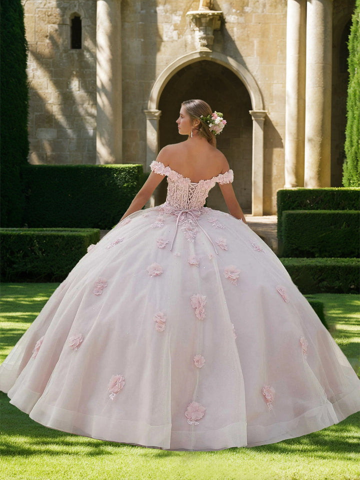 Ball Gown Sweetheart Off-the-Shoulder Sleeveless Floor-length Tulle Long Prom Dresses with Appliques & Flowers