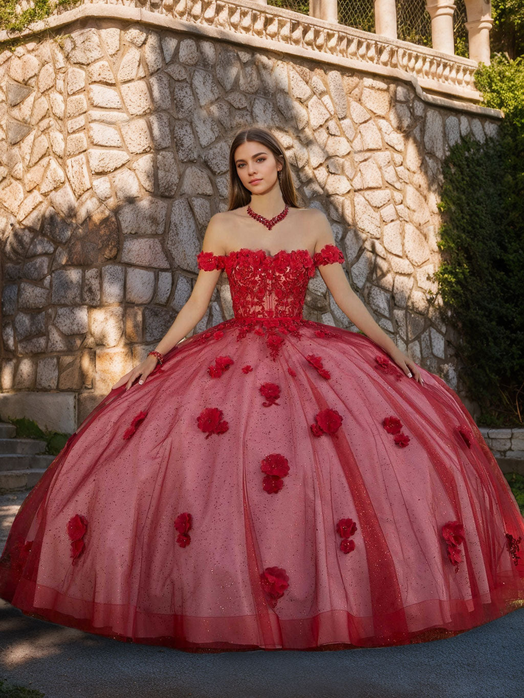 Ball Gown Sweetheart Off-the-Shoulder Sleeveless Floor-length Tulle Long Prom Dresses with Appliques & Flowers