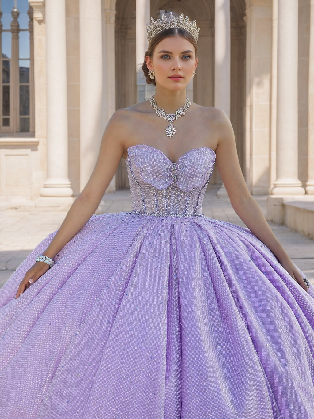 Ball Gown Sweetheart Strapless Sleeveless Floor-length Long Prom Dresses with Sequins