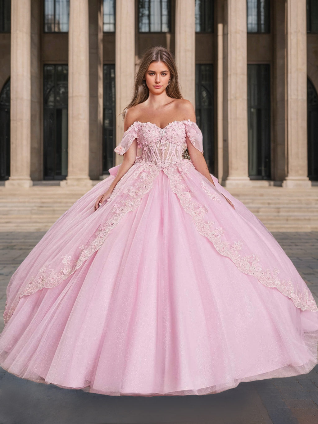 Ball Gown Sweetheart Off-the-Shoulder Sleeveless Floor-length Lace Long Prom Dresses with Appliques & Beads