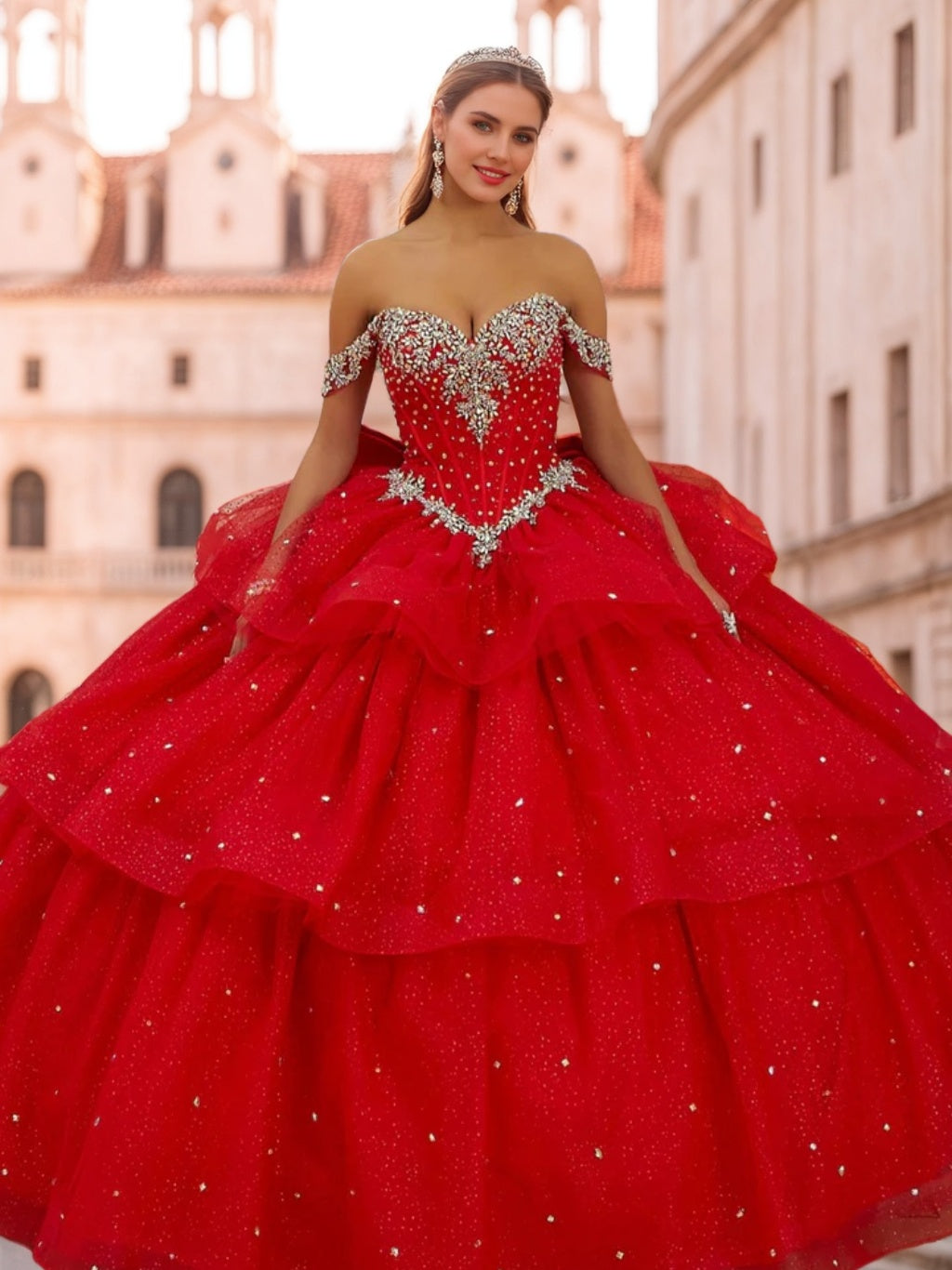 Ball Gown Sweetheart Off-the-Shoulder Sleeveless Floor-length Tulle Long Prom Dresses with Sequins & Beads
