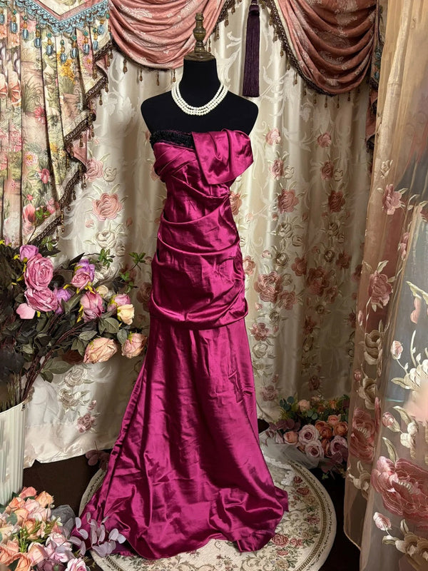 Sheath/Column Asymmetrical Sleeveless Floor-Length Taffeta Prom Dresses with Ruffles
