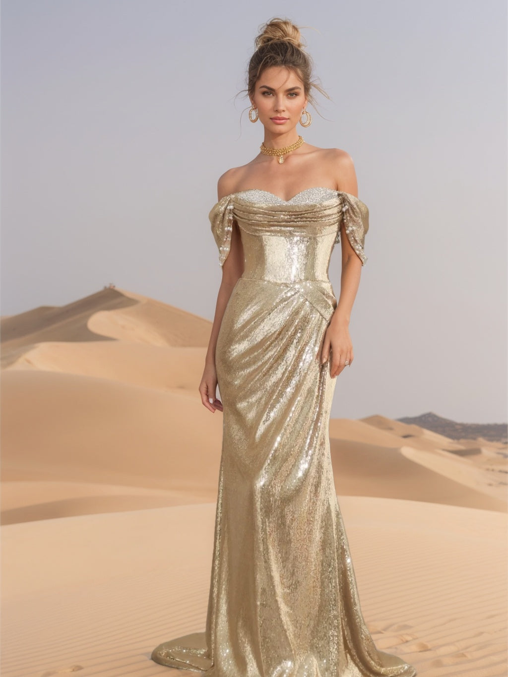 Trumpet/Mermaid Sweetheart Sleeveless Floor-Length Prom Dresses with Sequins