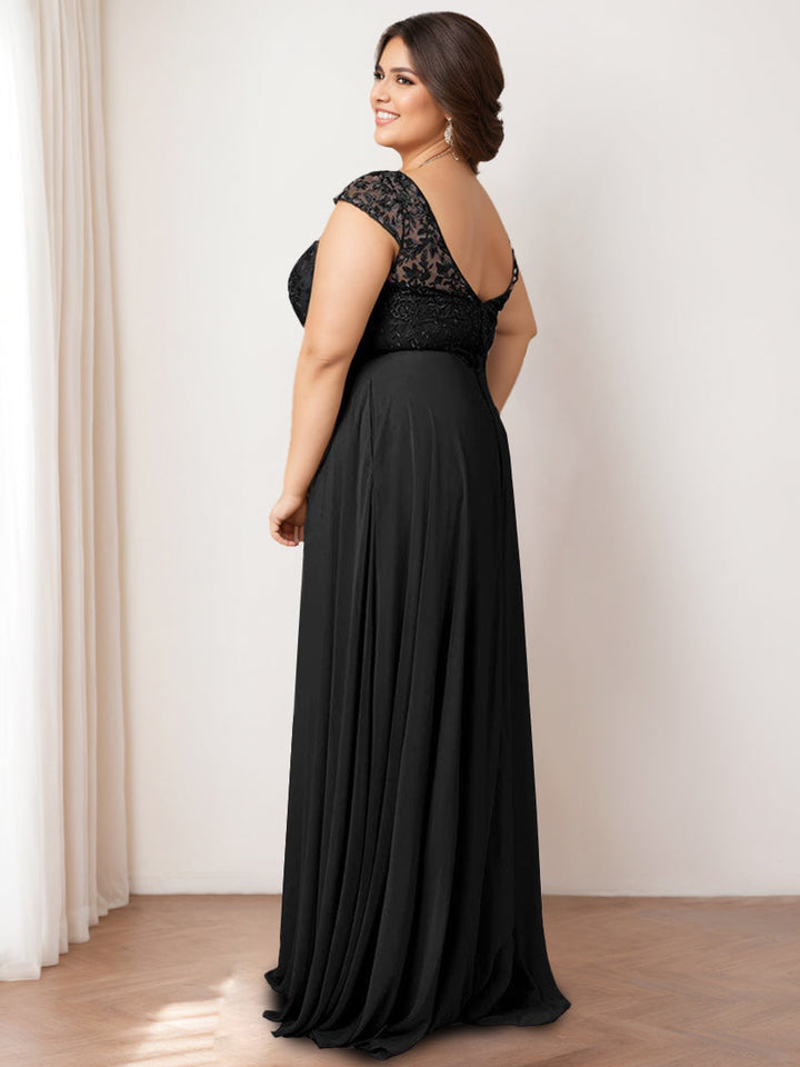 A Line/Princess Jewel Neck Sleeveless Floor-Length Long Bridesmaid Dresses with Lace