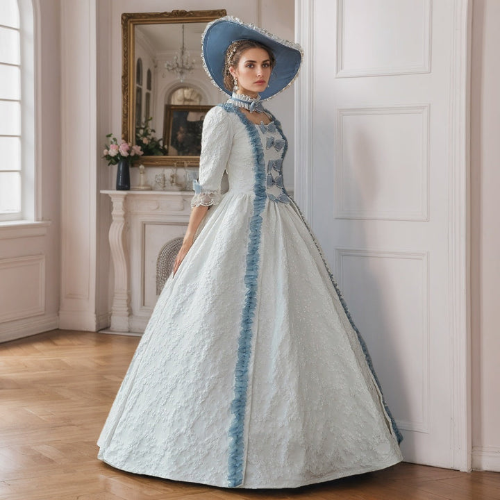 Ball Gown Square Neck Half Sleeves Floor-Length Halloween Carnival Party Evening Masquerade Rococo Victorian Vintage Inspired Dress