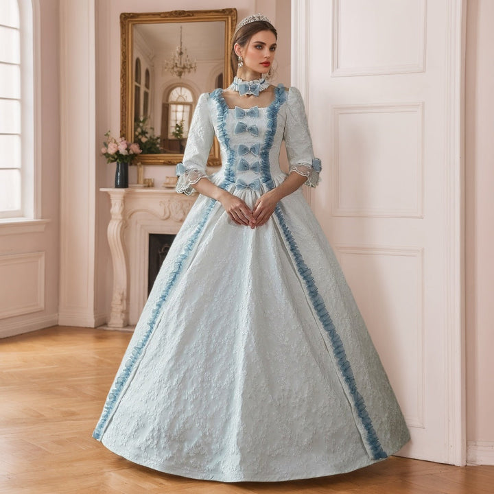 Ball Gown Square Neck Half Sleeves Floor-Length Halloween Carnival Party Evening Masquerade Rococo Victorian Vintage Inspired Dress