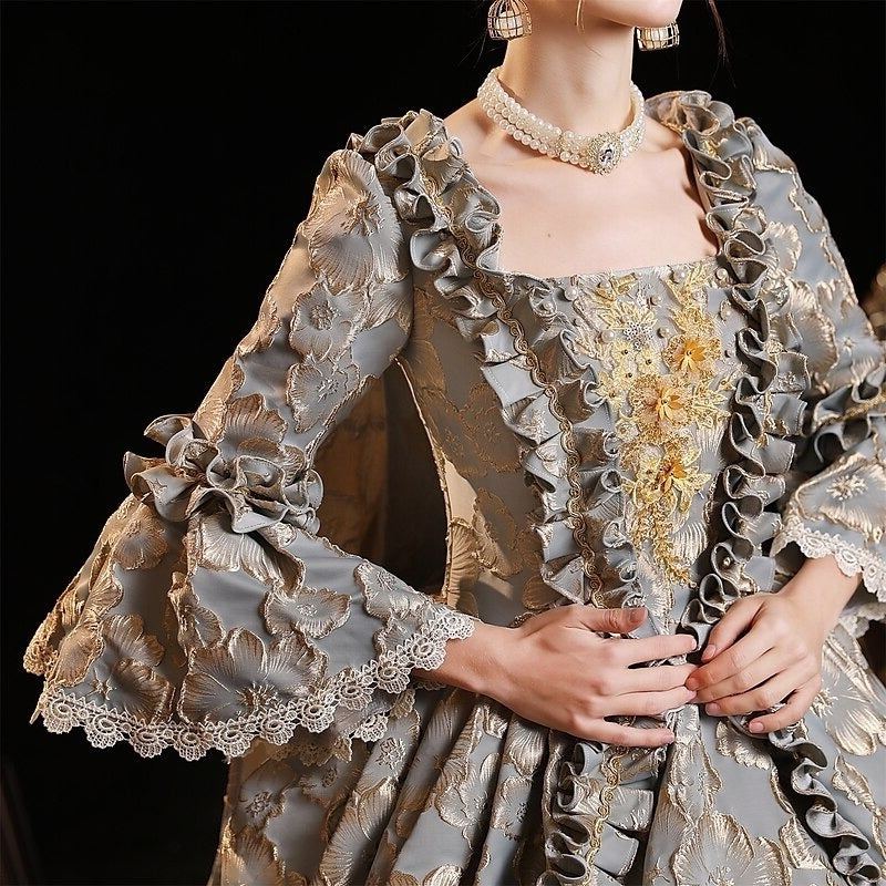 Ball Gown Square Neck 3/4 Length Sleeve Royal Halloween Gothic Rococo Victorian Dress Party Costume Prom Dress