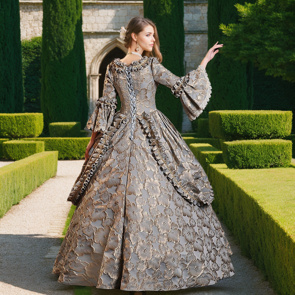 Ball Gown Square Neck 3/4 Length Sleeve Royal Halloween Gothic Rococo Victorian Dress Party Costume Prom Dress