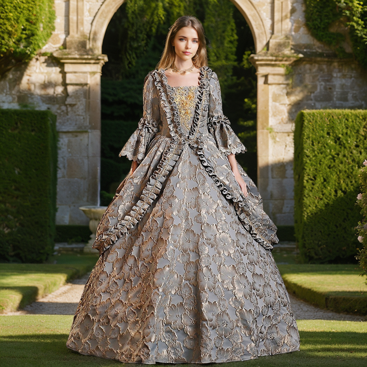 Ball Gown Square Neck 3/4 Length Sleeve Royal Halloween Gothic Rococo Victorian Dress Party Costume Prom Dress