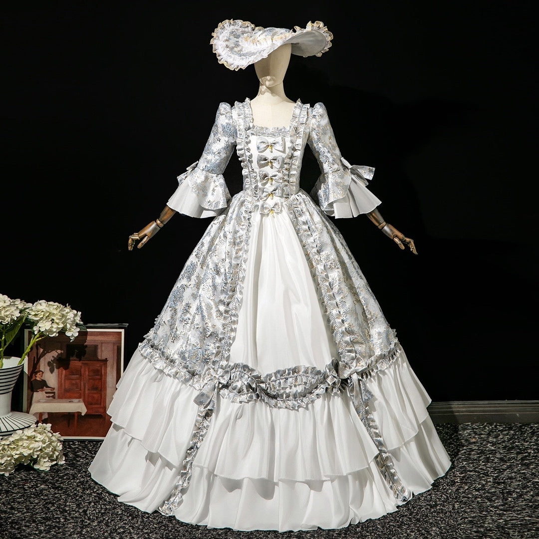 Ball Gown Square Neck 3/4 Length Sleeves Floor-Length Rococo Victorian Party Costume Masquerade Cosplay Prom Dress