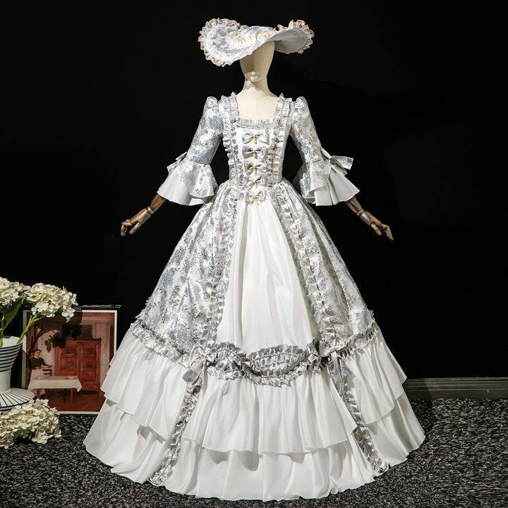 Ball Gown Square Neck 3/4 Length Sleeves Floor-Length Rococo Victorian Party Costume Masquerade Cosplay Prom Dress